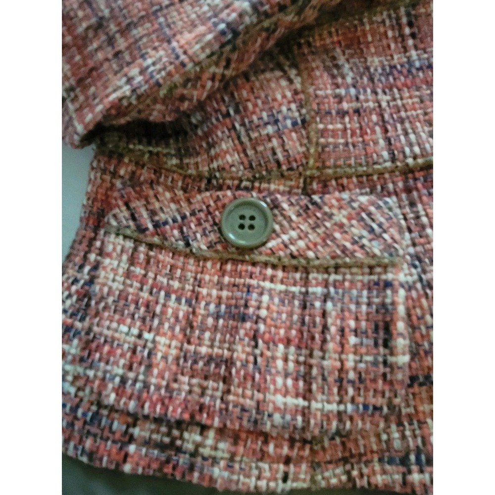 BCBGMAXAZRIA Y2K Tweed Jacket Women's Pink Zip Moto Career Chic Preppy Small - Picture 7 of 14
